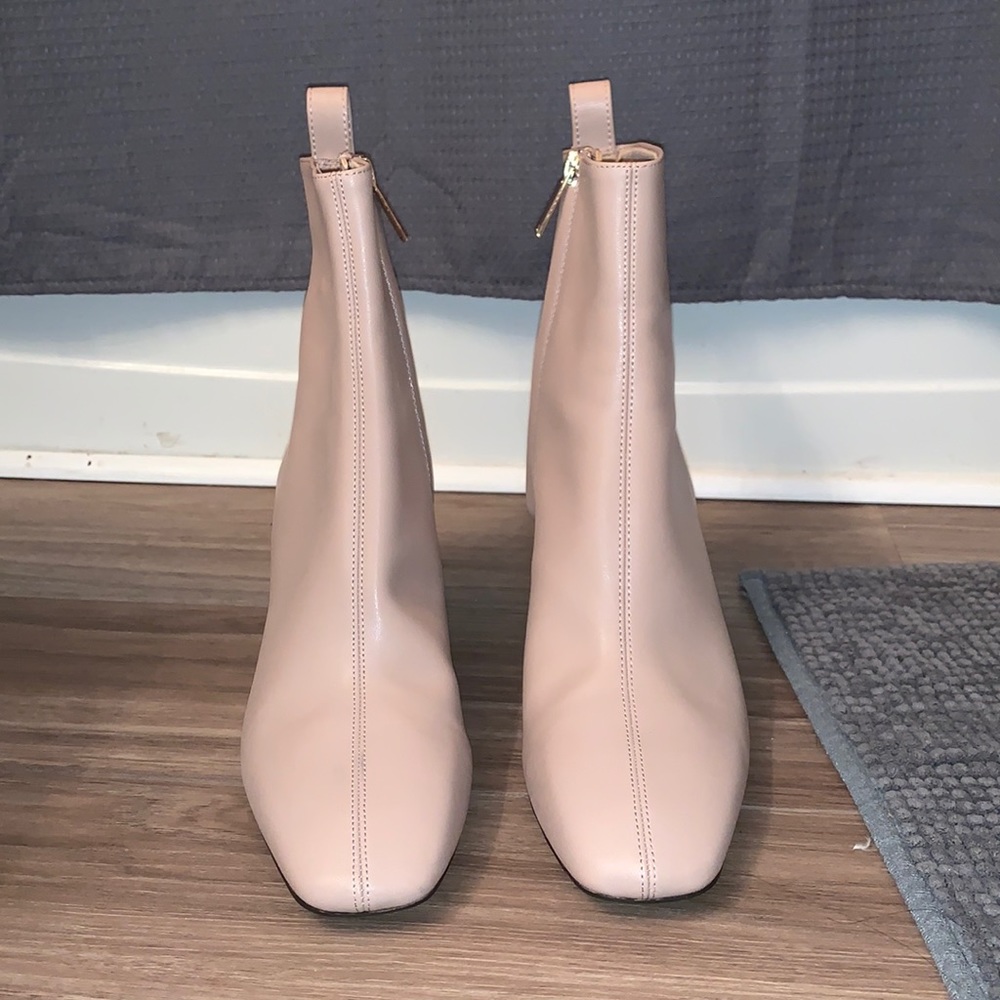 Tan faux leather booties